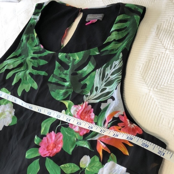 Vince Camuto Havana Bright Floral Black Overlay Sleeveless Maxi Dress Size L - Picture 7 of 10